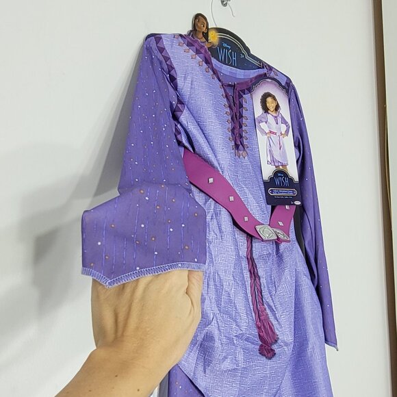 Disney NEW Girl's Purple Belt Long Sleeve Wish Asha's Adventure Midi Dress 4-6X - Picture 3 of 7